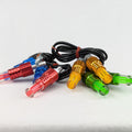 Colorful wire connectors on a white background