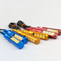 Colorful LED light bulbs on a white background