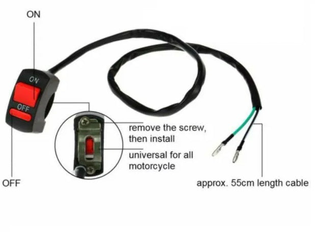 Motorcycle switch with wiring diagram on a white background