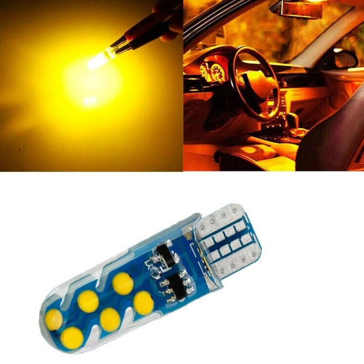 LED light bulb with close-up and car interior illumination effects