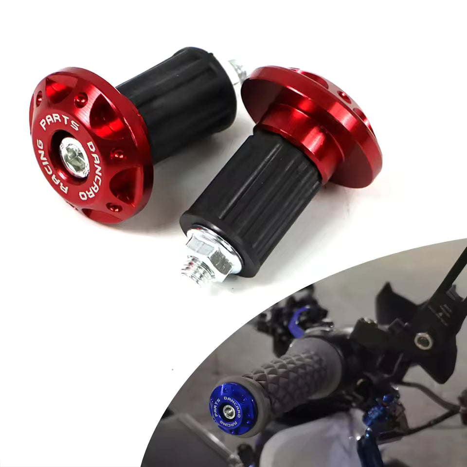 Red motorcycle handlebar risers on a white background