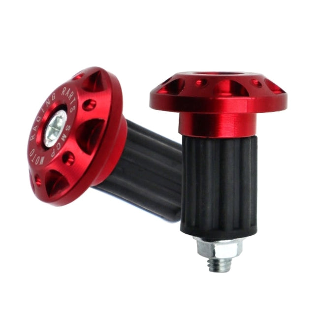 Red and black motorcycle handlebar risers on a white background