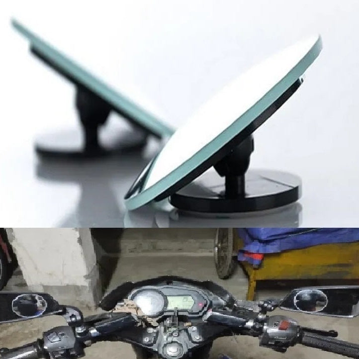 Motorcycle mirror on a stand with a blurred background