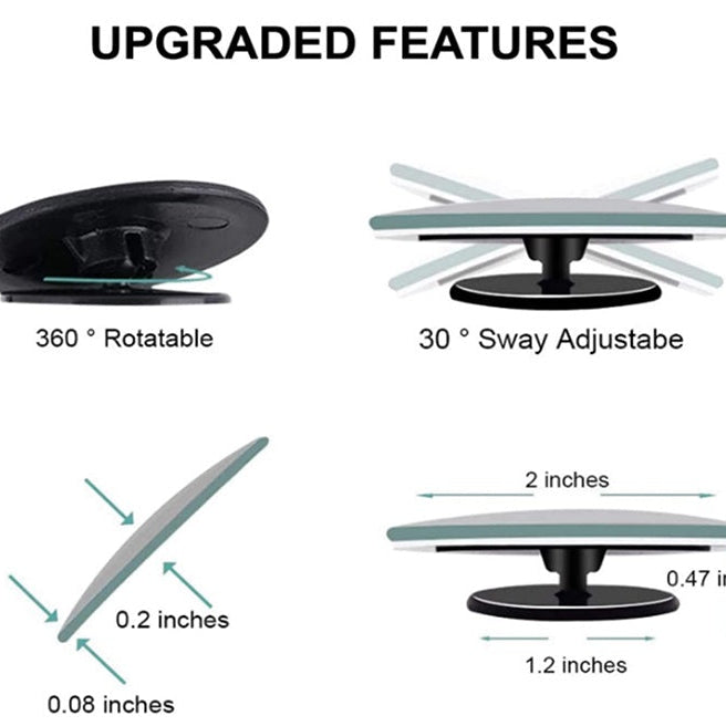 Diagram of an upgraded product feature with 360-degree rotatability and 30-degree sway adjustability.