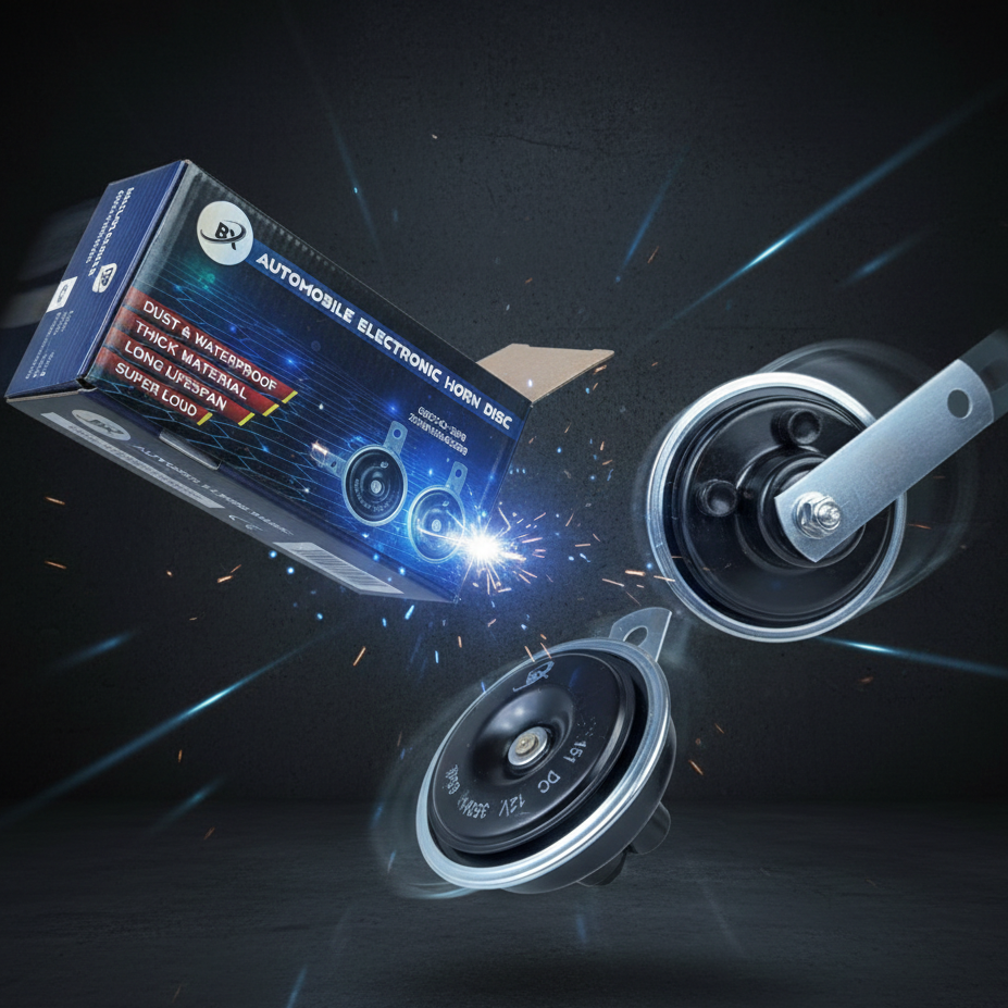 Car speakers with packaging on a dark background