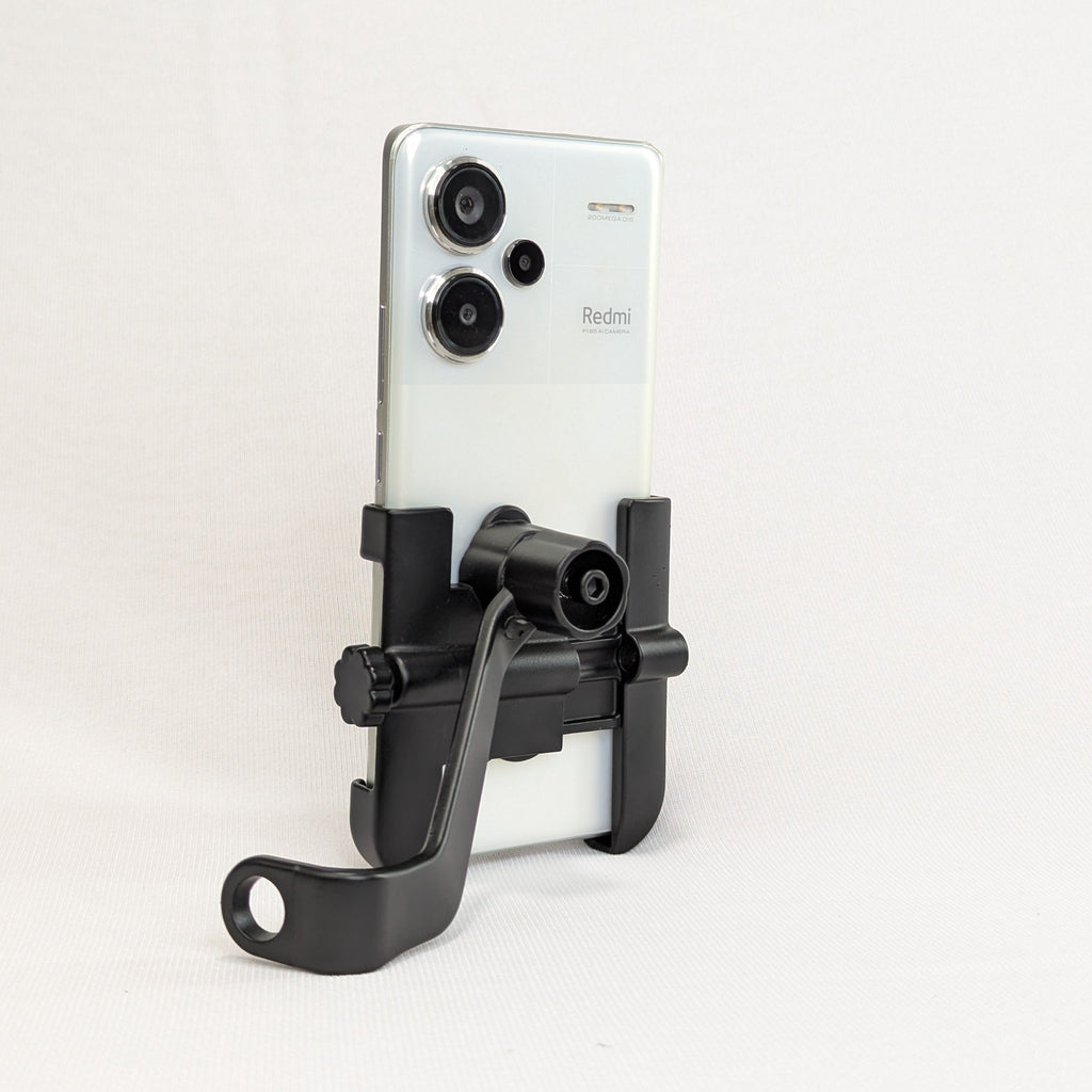 Phone holder with a smartphone on a white background