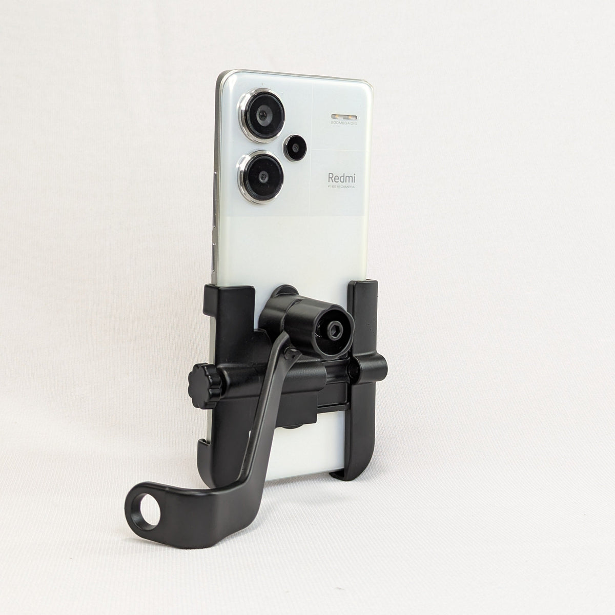 Phone holder with a smartphone on a white background