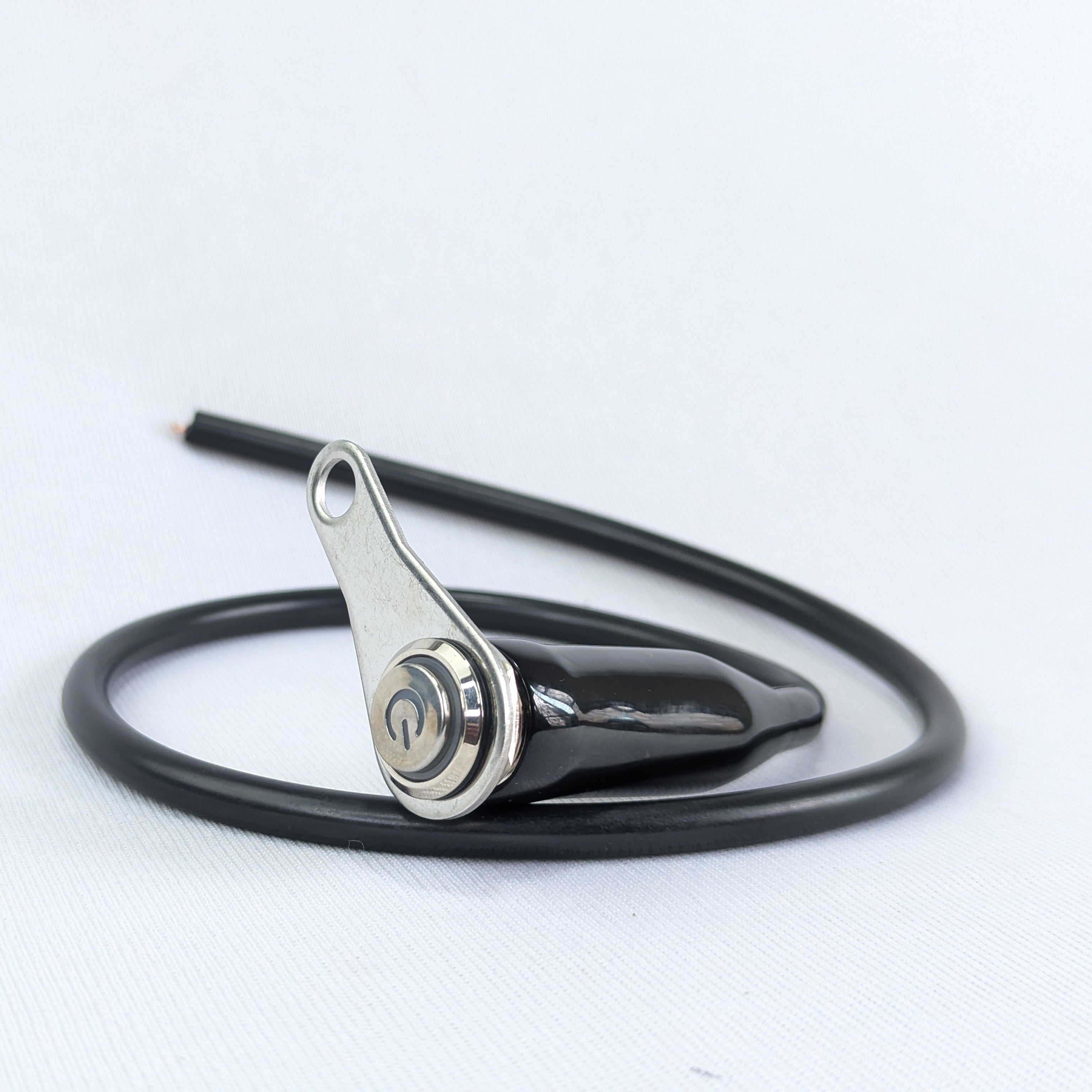 Bicycle brake cable and housing on a white background