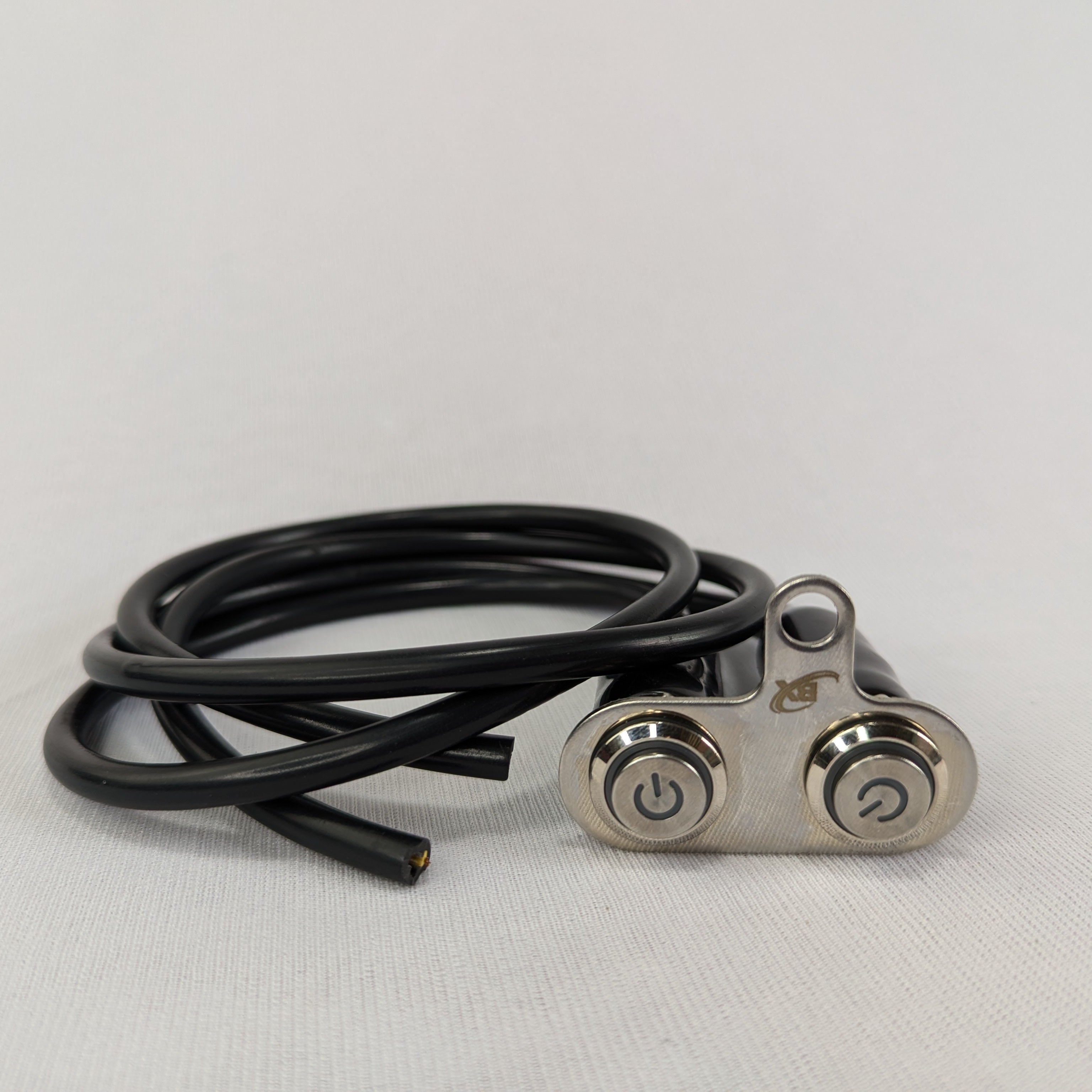 Cable with metal connector on a light gray background